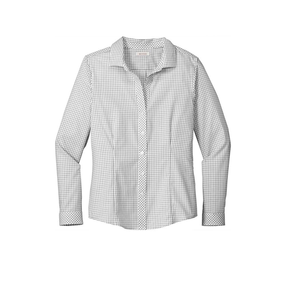 Ladies Red House Open Ground Check Non-Iron Shirt